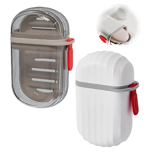 Reise-Seifenschale mit Deckel,2 Pcs Reise-Seifenbehälter Seifenbox Reise Drainage Plastic Soap Dish Portable Double Layer Soap Box Versiegelt und Auslaufsicher mit Deckel für Camping Travel Gym von Jidyllic