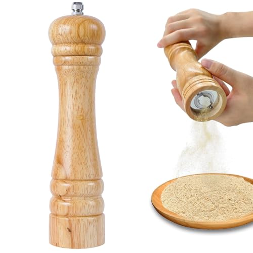 Salz und Pfeffermühle aus Holz,8 Zoll Salzmühle mit einstellbarer Grobheit Pfeffermühle Hölzerne Pfeffermühle Manuelle Handmühle Mini Grinder für die Küchenbenutzung von Jidyllic