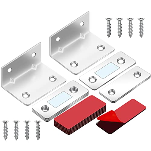 Magnete Für Schranktüren, 4 Stück Magnetschnäpper mit Schrauben, Magnetverschluss Für Küchentüren, Schranktüren, Schubladen (Silber) von JieGuanG