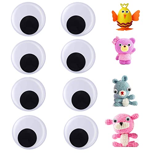 JieGuanG Selbstklebend Wackelaugen, 8 Stück Wiggle Googly, 50mm Kulleraugen Selbstklebend für DIY Scrapbooking Handwerk von JieGuanG