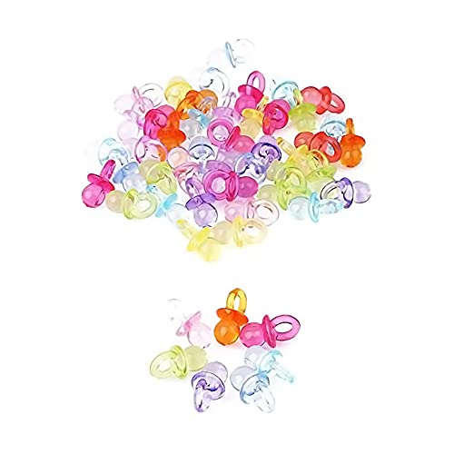 Babyparty Deko,100er Pack Mini Dekoschnuller Acryl Dekorative Dummies Mini Dummy Schnuller Tischdeko Konfetti Dekoration für Baby Party Babyshower Taufe Hochzeit Geburtstag Kids Party Muticolor von Jieddey