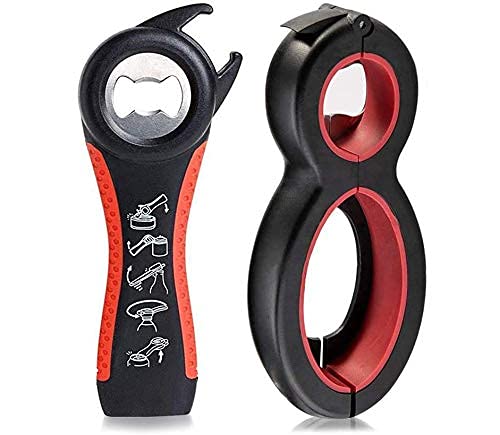 Jieddey Deckelöffner,2 PCS Multifunktions Gläseröffner Küchenwerkzeug Glasöffner Flaschenöffner für Schwache Hände Senioren Arthritis Ältere Oma Opa Geschenke 6 in 1+ 5 in-1 von Jieddey