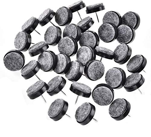 Jieddey Filzgleiter Schrauben,50 PCS Filzgleiter Stuhl Runde Filzgleiter Nägel Nagelschieber Filz Stuhlgleiter Möbel Stuhlbeine Möbelgleiter für Holzstuhlhocker Tischbeinfüße 22MM Schwarz von Jieddey