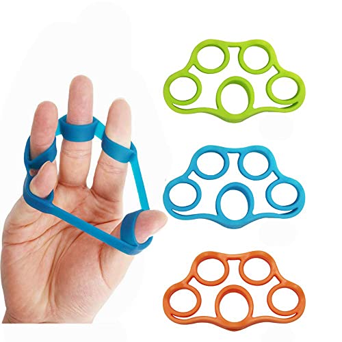 Jieddey Fingerstärker,3 PCS Handtrainer Unterarmtrainer Silikon Finger Stretcher Handgriff Kraftverstärker Finger Stretcher für Unterarmgitarren-Fingerübungen 3kg/8,8lb 4kg/6,6lb 5kg/11lb von Jieddey