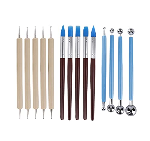Jieddey Modellierwerkzeug,14 PCS Töpferwerkzeug Pottery Werkzeug-Set 5 Holzpunktierungswerkzeuge+5 Rubber Clay Modeling Tools+4 Ball Stylus Tool für Keramikskulptur Malerei Carving Embossing Prägung Jieddey Modellierwerkzeug,14 PCS Töpferwerkzeug Pottery Werkzeug-Set 5 Holzpunktierungswerkzeuge+5 Rubber Clay Modeling Tools+4 Ball Stylus Tool für Keramikskulptur Malerei Carving Embossing Prägung von Jieddey
