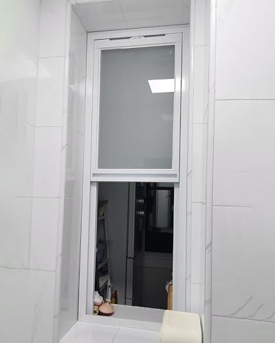 Fenster 35 cm Breites, Vertikales Schiebefenster für Den Schuppen, Milchglas-Sichtschutzfenster mit Weißem Rahmen, Keller-Ersatzfenster für Badezimmer, Spielhaus, Dachboden(14x20in/35x51cm) von Jievmrs
