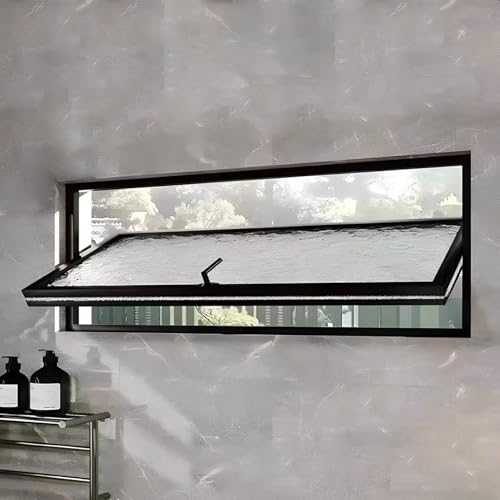 Fenster 360° Drehbares Schuppenfenster mit Gehärtetem Glas, Aluminiumfenster mit Drehgriff für Badezimmer/Gartenzimmer, Haushalts-/Spielhaus-Ersatzfenster(Black,45x22in/105x55cm) von Jievmrs