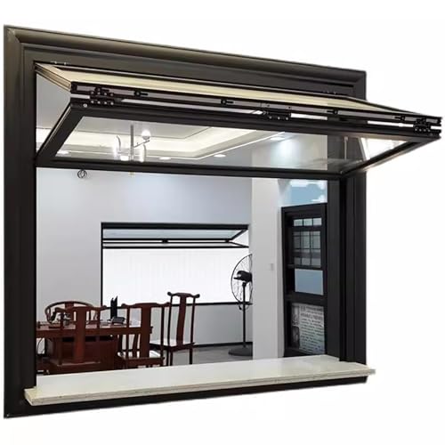 Fenster Faltbare Durchgangsfenster für Restaurants, Auf- und Ab-Faltfenster für Servicearbeiten, Gewächshäuser, Sichtschutzfenster, Vertikale Schiebefenster für Schuppen(Black,71x121cm(28x48in)) von Jievmrs
