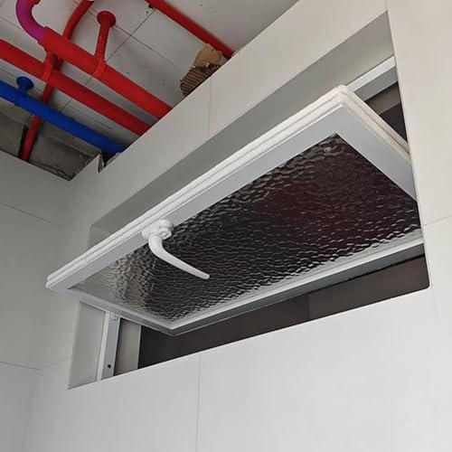 Fenster Flächenbündige Schuppenfenster mit Abschließbarem Griff, Belüftetes Kellerfenster, Hausersatzfenster, Spielhaus/Küche/Hühnerstall/Fenster(White,22x22in/550x550mm) von Jievmrs