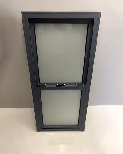 Fenster Graues Aluminiumfenster mit Milchglas, 40 46 78 89 58 68 99 104 cm Hohe Schuppenfenster, Innen-/Außen-Vertikalschiebefenster für Garagen und Scheunen(14x25in/35x63cm) von Jievmrs