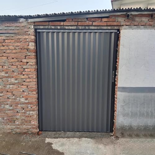 Jievmrs Falttür Graue Akkordeon Falttür Aluminium, Faltbare Schiebetür mit Rahmen & Schiene, Schlafzimmer/Keller/Dachboden Multifalttür Beschlagsatz(25x80in(64x203cm)) von Jievmrs