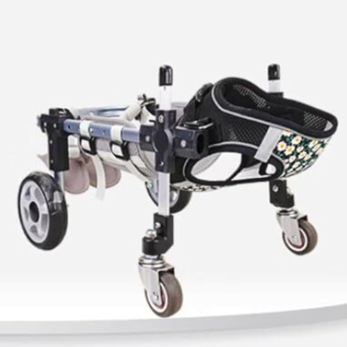 Jievmrs Hunderollstuhl Hunderollstuhl mit Voller Unterstützung und 4 Rädern, Kleiner/Mittlerer/Großer Haustierwagen Zum Spazierengehen, Gehhilfe für Behinderte Hunde mit Beintrainingsschiene(S) von Jievmrs