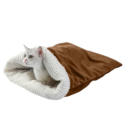 Jiimhte Katzenhöhle Bett,Kuscheliger Plüsch Schlafsack Für Katzen | Wärmender Schlafsack Winter Haustierbett Zum Ausruhen Verstecken Für Zuhause Auto Weihnachten von Jiimhte