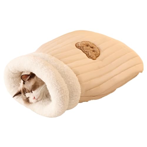Jiimhte Katzenschlafsack - Gemütliches Katzenbett Höhle Weiche und Bequeme Betten, Schlafsack mit niedlichem Bärenmuster für Katzen und kleine Haustiere von Jiimhte