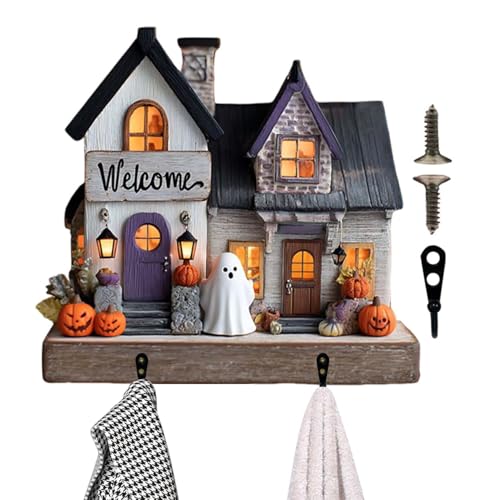 Jiimhte Kleiderhaken – Dekorativer Schlüsselaufhänger für Flur, 2D-Schild in Hausform mit Haken für Hüte, Taschen, Schals, Zuhause, Café, Buchhandlung, Eingang, Wohnzimmer, Weihnachten, Halloween Jiimhte Kleiderhaken – Dekorativer Schlüsselaufhänger für Flur, 2D-Schild in Hausform mit Haken für Hüte, Taschen, Schals, Zuhause, Café, Buchhandlung, Eingang, Wohnzimmer, Weihnachten, Halloween von Jiimhte