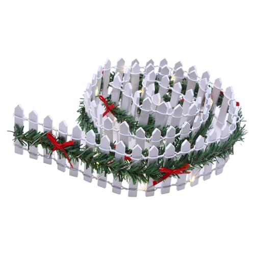 Jiimhte Miniatur- -Dekoration für Weihnachten, 89,9 cm, Holz, dekorative Lattenplatte – LED-Feengartenzaun für Kinder und Erwachsene, Party, Weihnachtsbaum, Dorflandschaft, Mini-Haus von Jiimhte