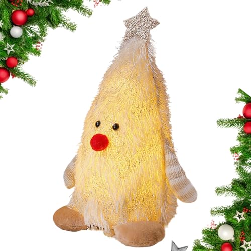 Jiimhte Stehende Weihnachtspuppe, niedliche, beleuchtete Weihnachtspuppe, Urlaub, Innen-Kamindekoration – niedliche dekorative Figuren mit weichem Glanz für Zuhause, Party, Büro, Schule, Kamin von Jiimhte