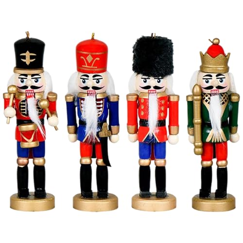 Jiimhte Weihnachtliche Nussknacker-Ornamente, Schreibtisch-Nussknacker-Soldaten-Figuren – Holzfiguren für Weihnachtsbaum, Kaminsims, Tischdekoration, Bücherregal, Kamin, Fenster, Wanddekoration von Jiimhte