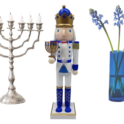 Jiimhte Weihnachtlicher Nussknacker, Hanukka, traditionell bemalte Nussknacker-Figuren, Weiß und Blau, Desktop-Sammelstatue für Arbeitsplatte, Tisch, , Kamin Jiimhte Weihnachtlicher Nussknacker, Hanukka, traditionell bemalte Nussknacker-Figuren, Weiß und Blau, Desktop-Sammelstatue für Arbeitsplatte, Tisch, , Kamin von Jiimhte