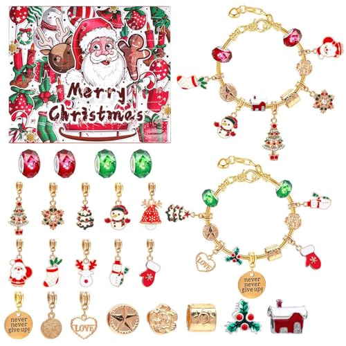 Jiimhte Weihnachts-Countdown-Kalender-Armbänder – Weihnachts-Countdown-Kalender, Armbänder, Schmuckherstellung, festliches Sammlerstück, Adventsparty-Gastgeschenke für Frauen, Erwachsene, Kinder von Jiimhte