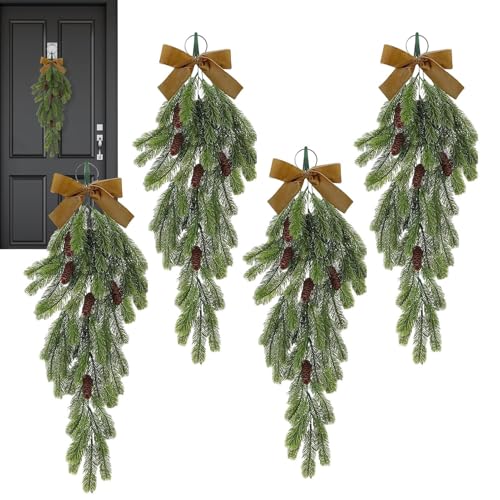 Jiimhte Weihnachtskranz, Treppengirlanden, künstliche Girlanden mit Tannennadeln und Tannenzapfen für Treppenhaus, Haustür, Wand, Fenster, Dekoration von Jiimhte