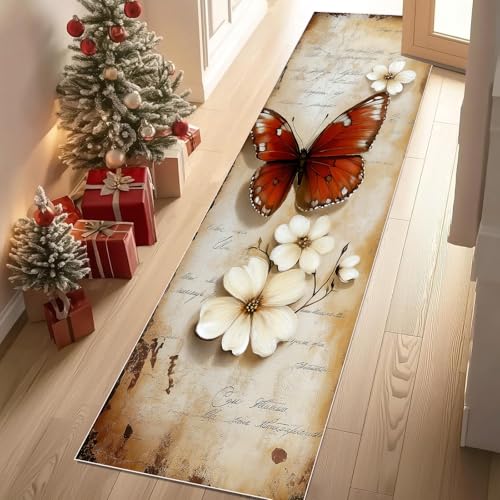 Jijliczc 3D Schmetterling Blumen Teppich Flur Läufer Retro Insekten Anlage Teppichläufer Küchenläufer Carpet rutschfest Waschbar für Bettvorleger Flur Küche Waschküche 80x180 cm Jijliczc 3D Schmetterling Blumen Teppich Flur Läufer Retro Insekten Anlage Teppichläufer Küchenläufer Carpet rutschfest Waschbar für Bettvorleger Flur Küche Waschküche 80x180 cm von Jijliczc