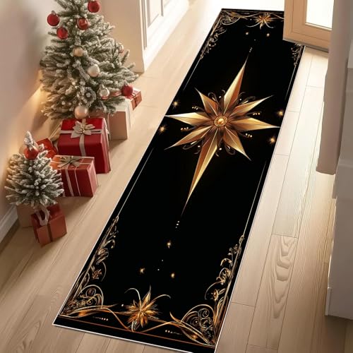 Jijliczc Abstrakt Geometrie Blumen Teppich Läufer rutschfest Waschbar 80x200 cm, Luxuriös Pflanzendrucke Flurteppich Küchenteppich Teppichläufer für Bettvorleger Wohnraum Flur Waschküche von Jijliczc