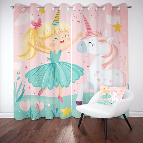 Jijliczc Blackout Vorhang 160x140cm 2er Set Karikatur Einhorn Mädchen Verdunklungsvorhänge mit Ösen Niedlich Traum Tier Vorhänge Blickdicht für Wohnzimmer Kinderzimmer Schlafzimmer Jijliczc Blackout Vorhang 160x140cm 2er Set Karikatur Einhorn Mädchen Verdunklungsvorhänge mit Ösen Niedlich Traum Tier Vorhänge Blickdicht für Wohnzimmer Kinderzimmer Schlafzimmer von Jijliczc