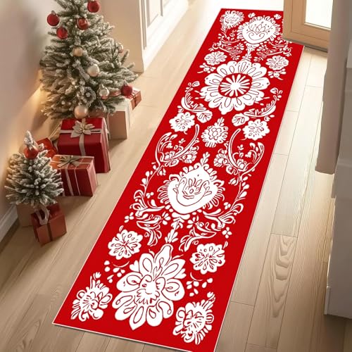 Jijliczc Böhmen Blumen Anlage Teppich Läufer rutschfest Waschbar Ländlich Blumenmuster Flurteppich Küchenteppich 80x240 cm, Teppichläufer für Bettvorleger Wohnraum Flur Waschküche Jijliczc Böhmen Blumen Anlage Teppich Läufer rutschfest Waschbar Ländlich Blumenmuster Flurteppich Küchenteppich 80x240 cm, Teppichläufer für Bettvorleger Wohnraum Flur Waschküche von Jijliczc