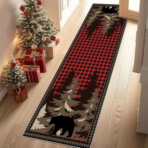 Jijliczc Dschungel Kiefer Baum Teppichläufer rutschfest Waschbar 60x210 cm, Patchwork rot Netz Küchenteppich Flurteppich Teppich Läufer für Flur, Eingangsbereich, Küche, Wohnzimmer Jijliczc Dschungel Kiefer Baum Teppichläufer rutschfest Waschbar 60x210 cm, Patchwork rot Netz Küchenteppich Flurteppich Teppich Läufer für Flur, Eingangsbereich, Küche, Wohnzimmer von Jijliczc