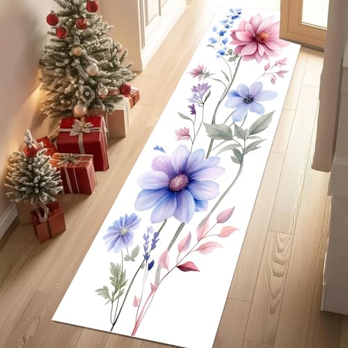 Jijliczc Farbe Blumen Anlage Teppich Läufer 60x150 cm Blumenmuster Pflanzendrucke Teppiche rutschfest Waschbar Bettumrandung Schlafzimmer, Teppichläufer für Küche, Flur, Eingangsbereich Jijliczc Farbe Blumen Anlage Teppich Läufer 60x150 cm Blumenmuster Pflanzendrucke Teppiche rutschfest Waschbar Bettumrandung Schlafzimmer, Teppichläufer für Küche, Flur, Eingangsbereich von Jijliczc