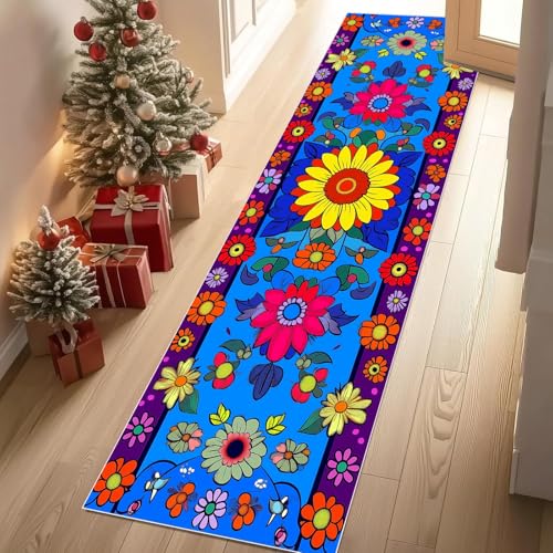 Jijliczc Farbe Blumen Anlage Teppich Läufer 60x150 cm Retro Tradition Blumenmuster Teppiche rutschfest Waschbar Bettumrandung Schlafzimmer, Teppichläufer für Küche, Flur, Eingangsbereich Jijliczc Farbe Blumen Anlage Teppich Läufer 60x150 cm Retro Tradition Blumenmuster Teppiche rutschfest Waschbar Bettumrandung Schlafzimmer, Teppichläufer für Küche, Flur, Eingangsbereich von Jijliczc