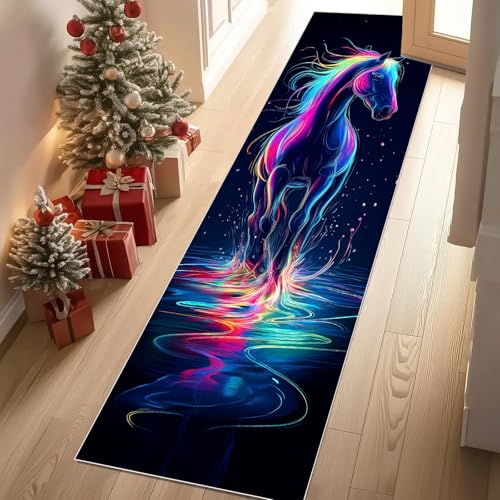 Jijliczc Farbe Fantasie Pferd Teppich Läufer 60x150 cm Abstrakt Tier Handgezeichnet Teppiche rutschfest Waschbar Bettumrandung Schlafzimmer, Teppichläufer für Küche, Flur, Eingangsbereich Jijliczc Farbe Fantasie Pferd Teppich Läufer 60x150 cm Abstrakt Tier Handgezeichnet Teppiche rutschfest Waschbar Bettumrandung Schlafzimmer, Teppichläufer für Küche, Flur, Eingangsbereich von Jijliczc
