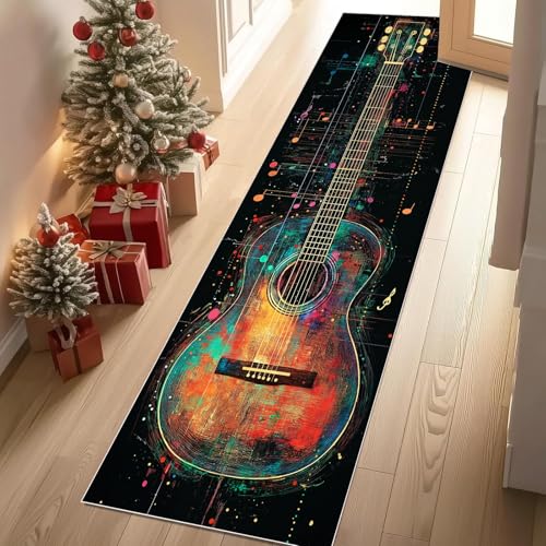Jijliczc Farbe Graffiti Gitarre Teppich Läufer 60x120 cm Musik Musikinstrumente Notiz Carpet rutschfest Waschbar Bettumrandung Schlafzimmer, Teppichläufer für Küche, Flur, Eingangsbereich Jijliczc Farbe Graffiti Gitarre Teppich Läufer 60x120 cm Musik Musikinstrumente Notiz Carpet rutschfest Waschbar Bettumrandung Schlafzimmer, Teppichläufer für Küche, Flur, Eingangsbereich von Jijliczc