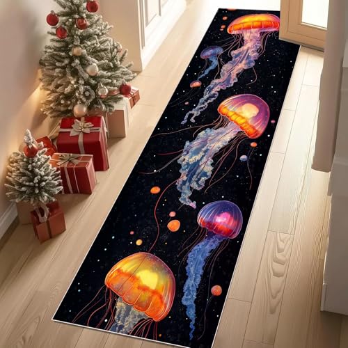 Jijliczc Farbe Qualle Teppich Läufer Flur Fantasie Meerestiere Teppichläufer Küchenläufer Carpet rutschfest Waschbar für Bettvorleger Flur Küche Waschküche 80x100 cm Jijliczc Farbe Qualle Teppich Läufer Flur Fantasie Meerestiere Teppichläufer Küchenläufer Carpet rutschfest Waschbar für Bettvorleger Flur Küche Waschküche 80x100 cm von Jijliczc