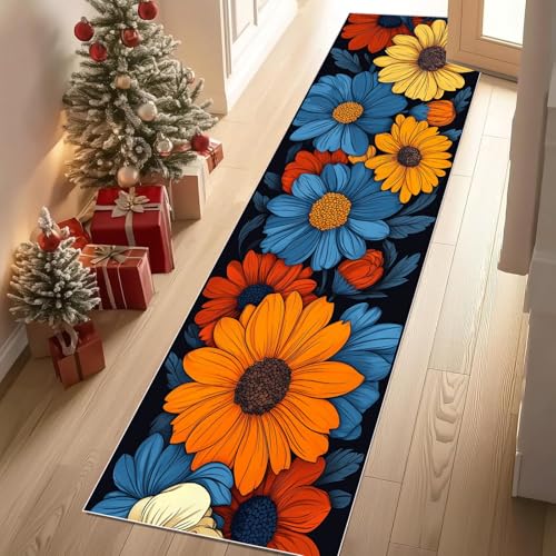 Jijliczc Farbe Sonnenblume Anlage Teppich Läufer rutschfest Waschbar Blumen Pflanzendrucke Flurteppich Küchenteppich 80x240 cm, Teppichläufer für Bettvorleger Wohnraum Flur Waschküche Jijliczc Farbe Sonnenblume Anlage Teppich Läufer rutschfest Waschbar Blumen Pflanzendrucke Flurteppich Küchenteppich 80x240 cm, Teppichläufer für Bettvorleger Wohnraum Flur Waschküche von Jijliczc