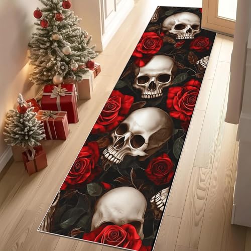 Jijliczc Furcht Skeleton Gotisch Teppich Läufer Flur Rosen Blumen Romantisch Teppichläufer Küchenläufer 80 X 250 cm Carpet rutschfest Waschbar für Bettvorleger Flur Küche Waschküche Jijliczc Furcht Skeleton Gotisch Teppich Läufer Flur Rosen Blumen Romantisch Teppichläufer Küchenläufer 80 X 250 cm Carpet rutschfest Waschbar für Bettvorleger Flur Küche Waschküche von Jijliczc