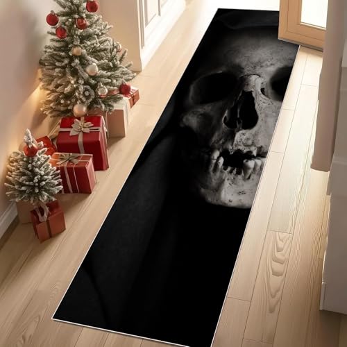 Jijliczc Furcht Skeleton Teppich Flur Läufer gotisch Halloween Thema Teppichläufer Küchenläufer Carpet rutschfest Waschbar für Bettvorleger Flur Küche Waschküche 66x213 cm Jijliczc Furcht Skeleton Teppich Flur Läufer gotisch Halloween Thema Teppichläufer Küchenläufer Carpet rutschfest Waschbar für Bettvorleger Flur Küche Waschküche 66x213 cm von Jijliczc