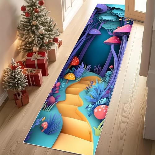 Jijliczc Halloween Geist Teppich Flur Läufer 60 x 240 cm Kürbis Blumen Anlage Teppichläufer Küchenläufer Teppiche rutschfest Waschbar für Bettvorleger Flur Küche Waschküche von Jijliczc