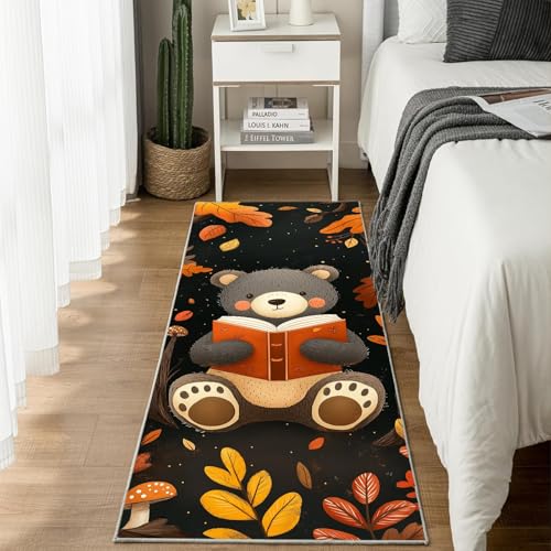 Jijliczc Karikatur Braunbär Buch Teppich Läufer Flur Anlage Blatt Teppichläufer Küchenläufer Carpet rutschfest Waschbar für Bettvorleger Flur Küche Waschküche 80x100 cm Jijliczc Karikatur Braunbär Buch Teppich Läufer Flur Anlage Blatt Teppichläufer Küchenläufer Carpet rutschfest Waschbar für Bettvorleger Flur Küche Waschküche 80x100 cm von Jijliczc