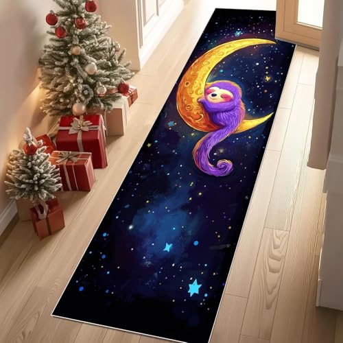 Jijliczc Karikatur Faultier Mond Teppich Läufer Flur Niedlich Sternenhimmel Teppichläufer Küchenläufer Carpet rutschfest Waschbar für Bettvorleger Flur Küche Waschküche 80x100 cm Jijliczc Karikatur Faultier Mond Teppich Läufer Flur Niedlich Sternenhimmel Teppichläufer Küchenläufer Carpet rutschfest Waschbar für Bettvorleger Flur Küche Waschküche 80x100 cm von Jijliczc