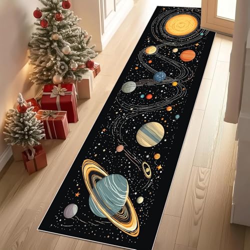 Jijliczc Karikatur Planet Sonne Teppich Flur Läufer Niedlich Raum Sterne Teppichläufer Küchenläufer Carpet rutschfest Waschbar für Bettvorleger Flur Küche Waschküche 66x213 cm Jijliczc Karikatur Planet Sonne Teppich Flur Läufer Niedlich Raum Sterne Teppichläufer Küchenläufer Carpet rutschfest Waschbar für Bettvorleger Flur Küche Waschküche 66x213 cm von Jijliczc