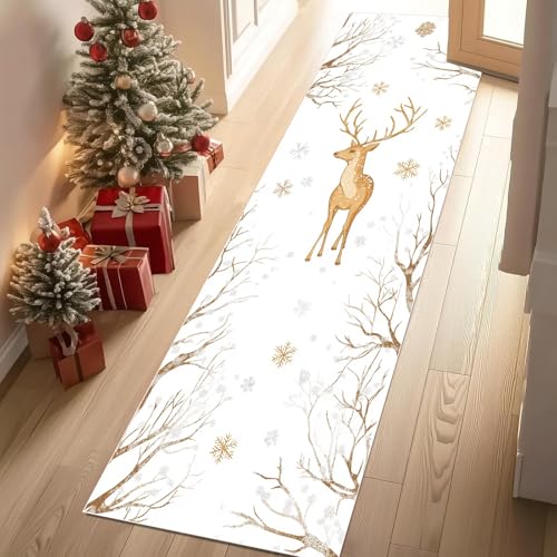 Jijliczc Karikatur REH Tierwelt Teppich Flur Läufer Winter Schneeflocke Baum Teppichläufer Küchenläufer Carpet rutschfest Waschbar für Bettvorleger Flur Küche Waschküche 66x213 cm Jijliczc Karikatur REH Tierwelt Teppich Flur Läufer Winter Schneeflocke Baum Teppichläufer Küchenläufer Carpet rutschfest Waschbar für Bettvorleger Flur Küche Waschküche 66x213 cm von Jijliczc