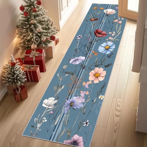 Jijliczc Ländlich Blumen Anlage Teppich Läufer 60x120 cm Blumenmuster Pflanzendrucke Carpet rutschfest Waschbar Bettumrandung Schlafzimmer, Teppichläufer für Küche, Flur, Eingangsbereich Jijliczc Ländlich Blumen Anlage Teppich Läufer 60x120 cm Blumenmuster Pflanzendrucke Carpet rutschfest Waschbar Bettumrandung Schlafzimmer, Teppichläufer für Küche, Flur, Eingangsbereich von Jijliczc