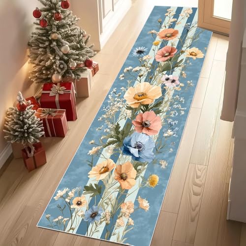 Jijliczc Ländlich Blumen Anlage Teppich Läufer Flur Blumenmuster Pflanzendrucke Teppichläufer Küchenläufer 80 X 250 cm Carpet rutschfest Waschbar für Bettvorleger Flur Küche Waschküche Jijliczc Ländlich Blumen Anlage Teppich Läufer Flur Blumenmuster Pflanzendrucke Teppichläufer Küchenläufer 80 X 250 cm Carpet rutschfest Waschbar für Bettvorleger Flur Küche Waschküche von Jijliczc