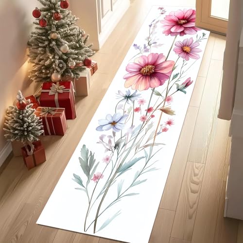 Jijliczc Ländlich Blumen Anlage Teppich Läufer rutschfest Waschbar 80x200 cm, Blumenmuster Pflanzendrucke Flurteppich Küchenteppich Teppichläufer für Bettvorleger Wohnraum Flur Waschküche Jijliczc Ländlich Blumen Anlage Teppich Läufer rutschfest Waschbar 80x200 cm, Blumenmuster Pflanzendrucke Flurteppich Küchenteppich Teppichläufer für Bettvorleger Wohnraum Flur Waschküche von Jijliczc