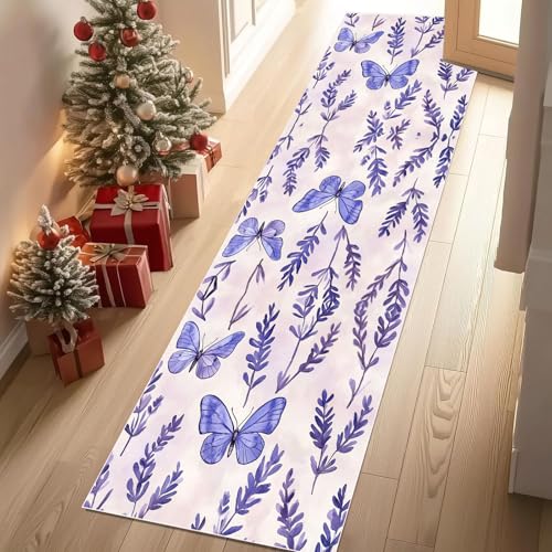 Jijliczc Lila Schmetterling Lavendel Teppich Läufer Flur Insekten Anlage Teppichläufer Küchenläufer Carpet rutschfest Waschbar für Bettvorleger Flur Küche Waschküche 80x100 cm Jijliczc Lila Schmetterling Lavendel Teppich Läufer Flur Insekten Anlage Teppichläufer Küchenläufer Carpet rutschfest Waschbar für Bettvorleger Flur Küche Waschküche 80x100 cm von Jijliczc