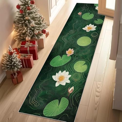 Jijliczc Lotusblatt Lotus Grün Teppich Flur Läufer Teich Einfachheit Teppichläufer Küchenläufer Carpet rutschfest Waschbar für Bettvorleger Flur Küche Waschküche 66x213 cm Jijliczc Lotusblatt Lotus Grün Teppich Flur Läufer Teich Einfachheit Teppichläufer Küchenläufer Carpet rutschfest Waschbar für Bettvorleger Flur Küche Waschküche 66x213 cm von Jijliczc