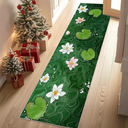 Jijliczc Lotusblatt Lotus Grün Teppich Läufer rutschfest Waschbar 80x200 cm, Teich Einfachheit Flurteppich Küchenteppich Teppichläufer für Bettvorleger Wohnraum Flur Waschküche Jijliczc Lotusblatt Lotus Grün Teppich Läufer rutschfest Waschbar 80x200 cm, Teich Einfachheit Flurteppich Küchenteppich Teppichläufer für Bettvorleger Wohnraum Flur Waschküche von Jijliczc