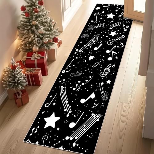 Jijliczc Musik Notiz Sternenhimmel Teppich Läufer rutschfest Waschbar 80x200 cm, Sterne Pentagramm Flurteppich Küchenteppich Teppichläufer für Bettvorleger Wohnraum Flur Waschküche Jijliczc Musik Notiz Sternenhimmel Teppich Läufer rutschfest Waschbar 80x200 cm, Sterne Pentagramm Flurteppich Küchenteppich Teppichläufer für Bettvorleger Wohnraum Flur Waschküche von Jijliczc